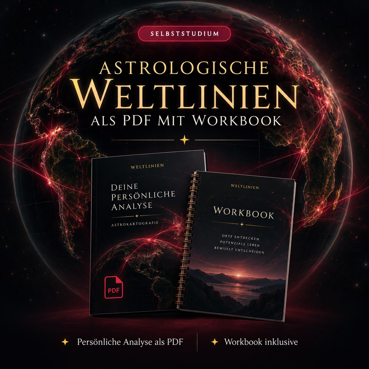 Weltlinien-Analyse und Workbook – digitale PDF-Unterlagen; symbolische Buchdarstellung